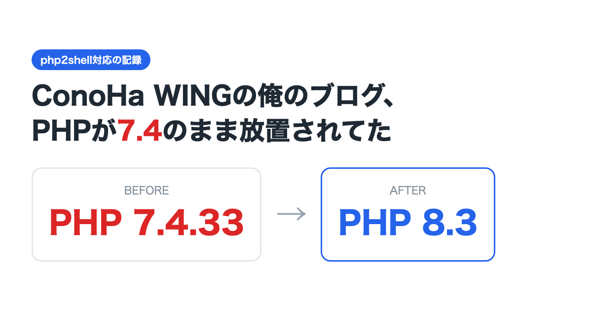 php2shell対応の結果。PHP 7.4.33から8.3へ